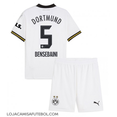 Camisa de Futebol Borussia Dortmund Ramy Bensebaini #5 Equipamento Alternativo Infantil 2024-25 Manga Curta (+ Calças curtas)